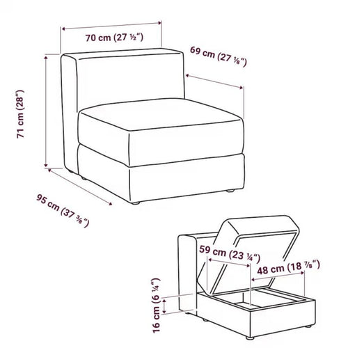 Jättebo 1-zitselement Hoes