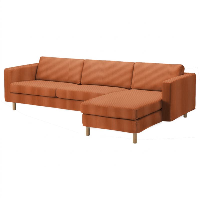 Housse Landskrona 4 places avec méridienne droite - Velours côtelé Rouille Orange #9