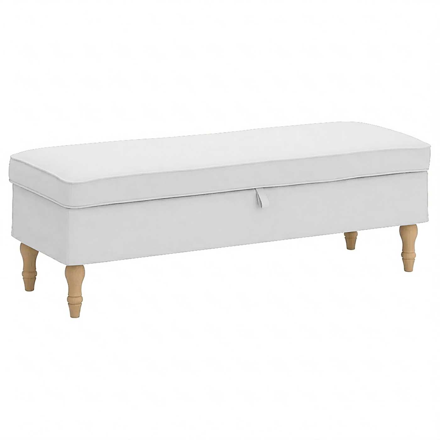 Stocksund voetenbank met opberger hoes Stocksund-bench-white — Norsemaison
