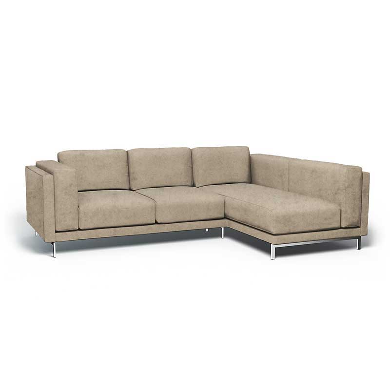 Nockeby 3-zits hoes met chaise longue rechts - Fluweel Crème #4 nockeby-chaise-longue-rechts-Fluweel-Creme-4 — Norsemaison