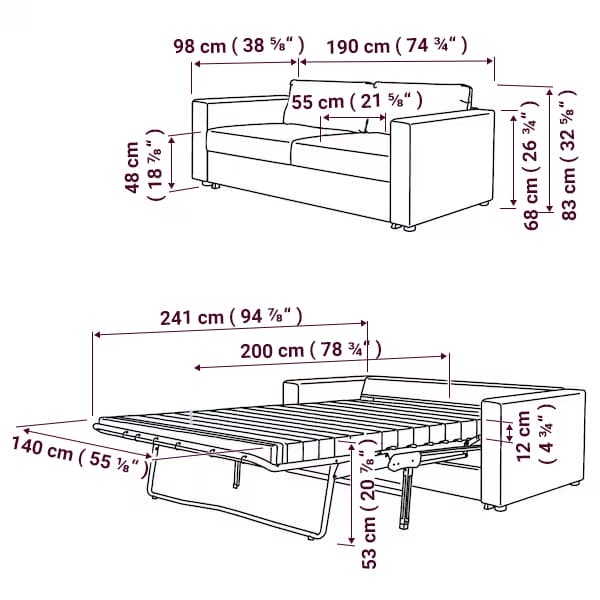 Funda para elemento de sofá cama Vimle de 2 plazas