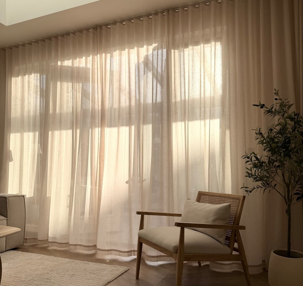 Linnen gordijnen Elegance Vitrage Beige #16