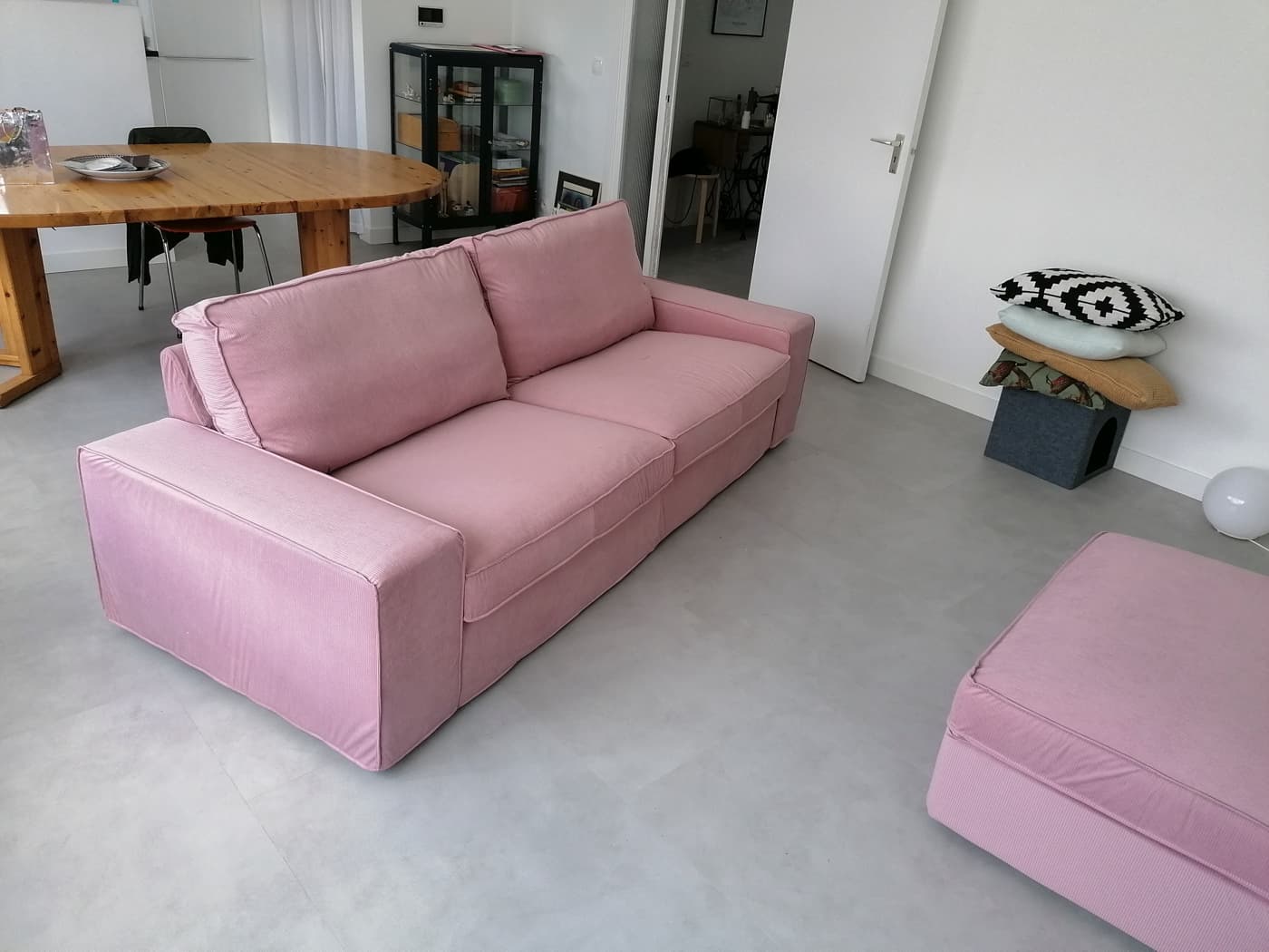 Kivik 3-zits Slaapbank Hoes Kivik-Fluweel-Oud-Roze-32 — Norsemaison