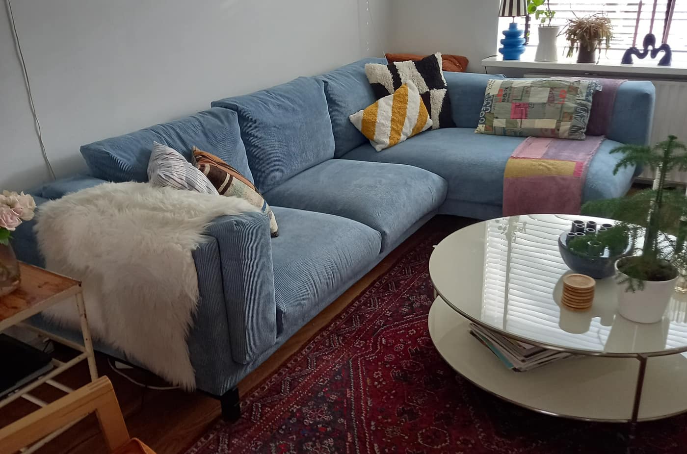 Nockeby 3 zits hoes met chaise longue Corduroy Lichtblauw #14