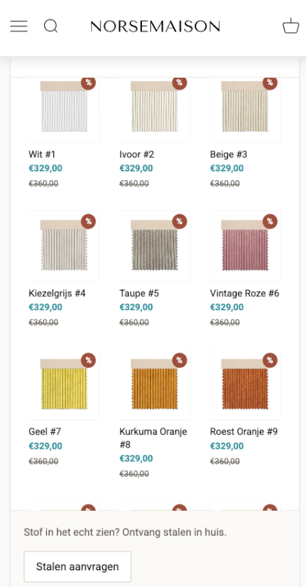 [Screenshot: choosing a fabric]
