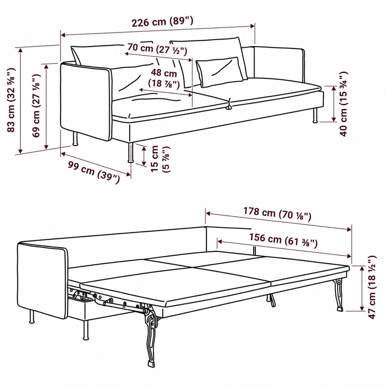 Söderhamn 3-zits Slaapbank Hoes Soderhamn_3_seater_bed_sofa_dimensions-pichi — Norsemaison