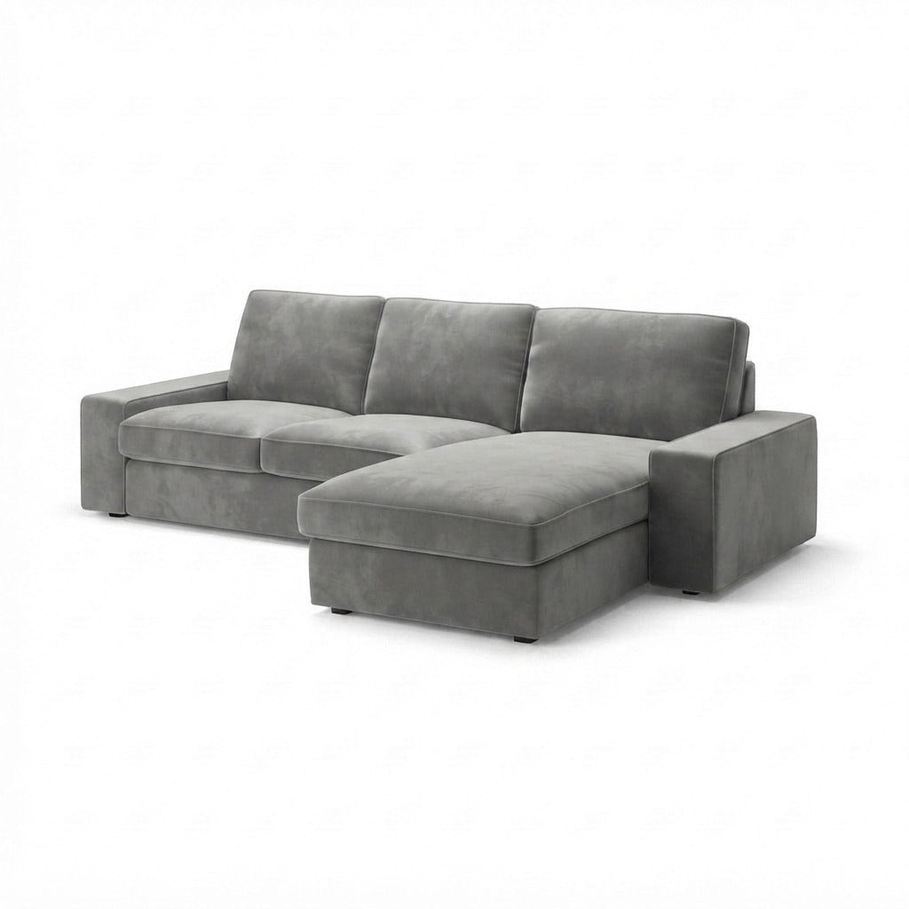 Kivik 2-zits met Chaise Longue Fluweel 50 — Norsemaison [nm-render]