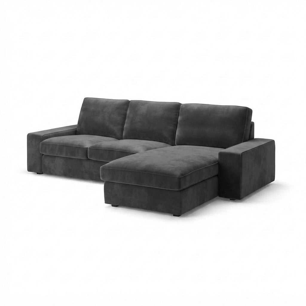 Kivik 2-zits met Chaise Longue Fluweel 53 — Norsemaison [nm-render]