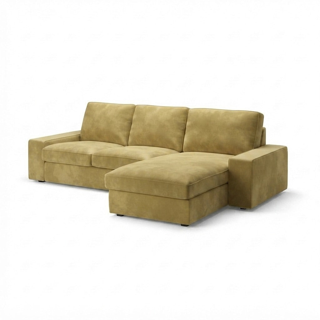Kivik 2-zits met Chaise Longue Fluweel 7 — Norsemaison [nm-render]