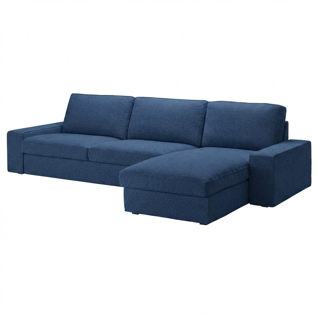 Kivik 3-zits met chaise longue hoes Chenille Blauw #41 — Norsemaison [nm-render]