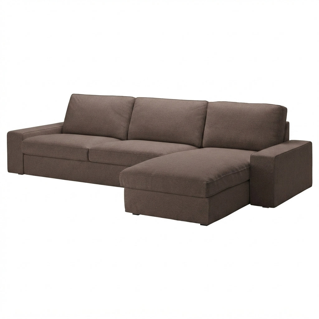 Kivik 3-zits met chaise longue hoes Chenille Bruin #12 — Norsemaison [nm-render]