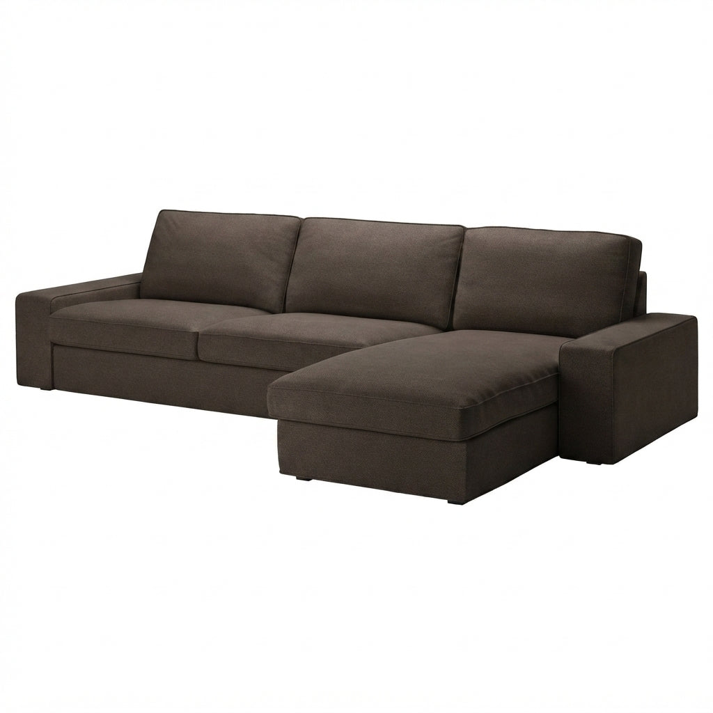 Kivik 3-zits met chaise longue hoes Chenille Espresso #47 — Norsemaison [nm-render]
