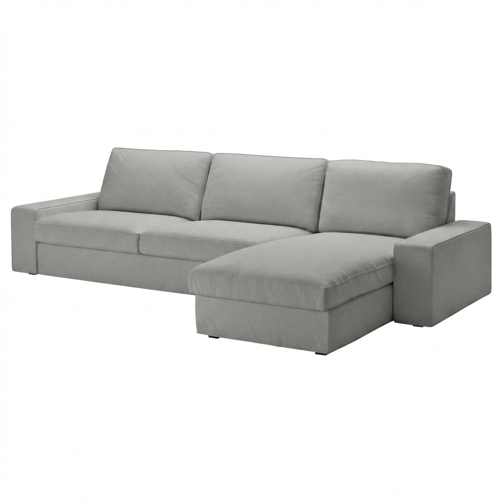 Kivik 3-zits met chaise longue hoes Chenille Grijs #6 — Norsemaison [nm-render]