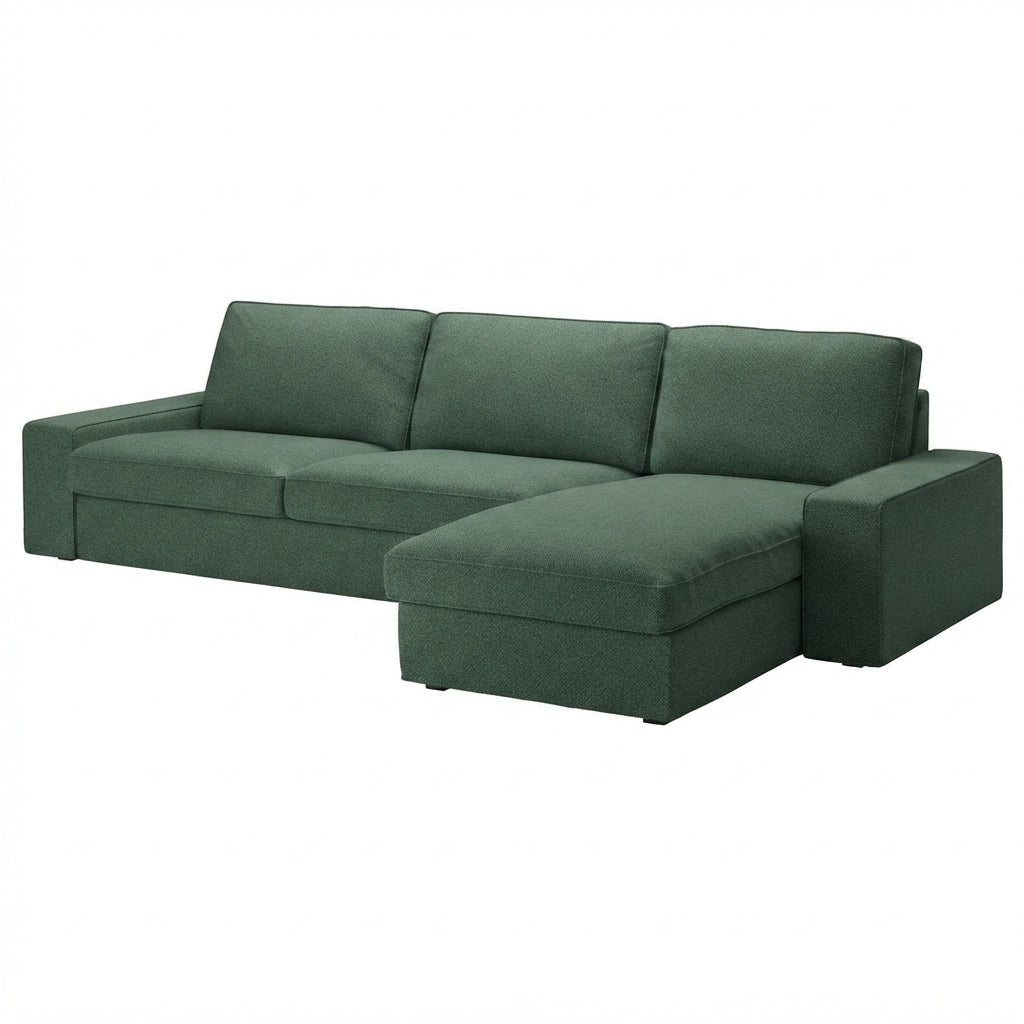 Kivik 3-zits met chaise longue hoes Chenille Groen #38 — Norsemaison [nm-render]