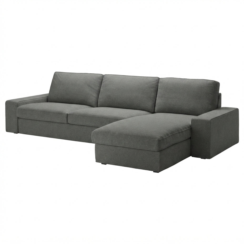 Kivik 3-zits met chaise longue hoes Chenille Metaalgrijs #45 — Norsemaison [nm-render]