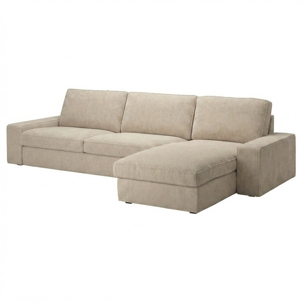 Kivik 3-zits met chaise longue hoes Corduroy Beige #3 — Norsemaison [nm-render]