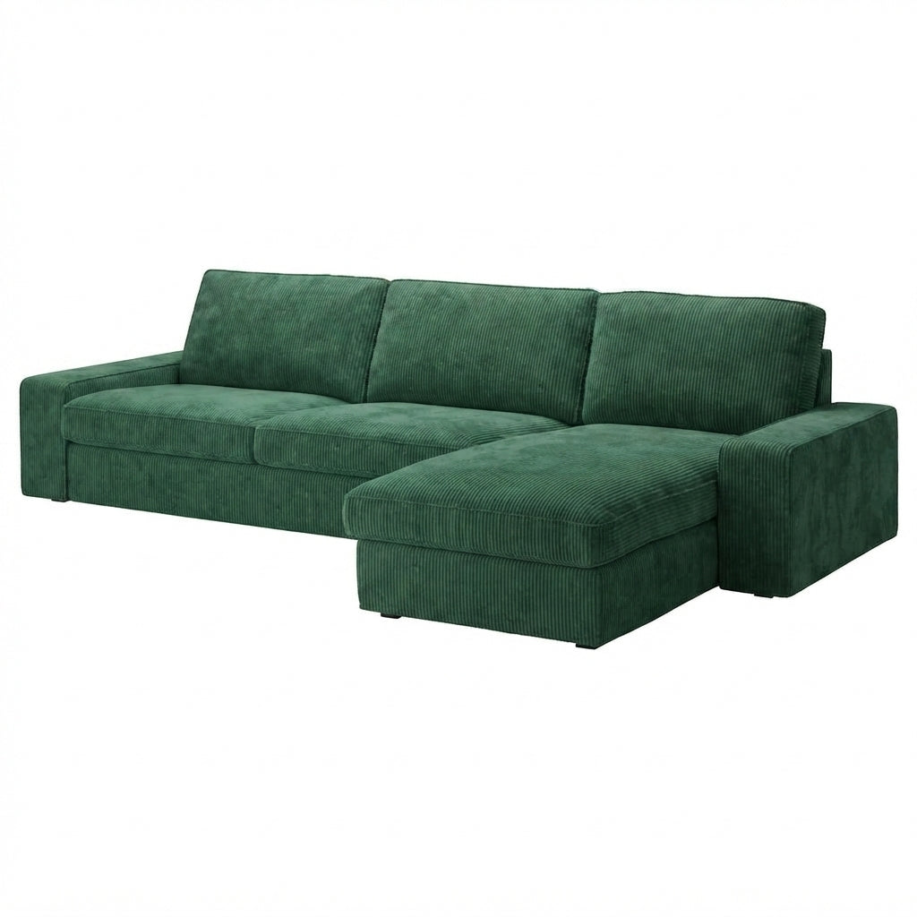 Kivik 3-zits met chaise longue hoes Corduroy Groen #11 — Norsemaison [nm-render]