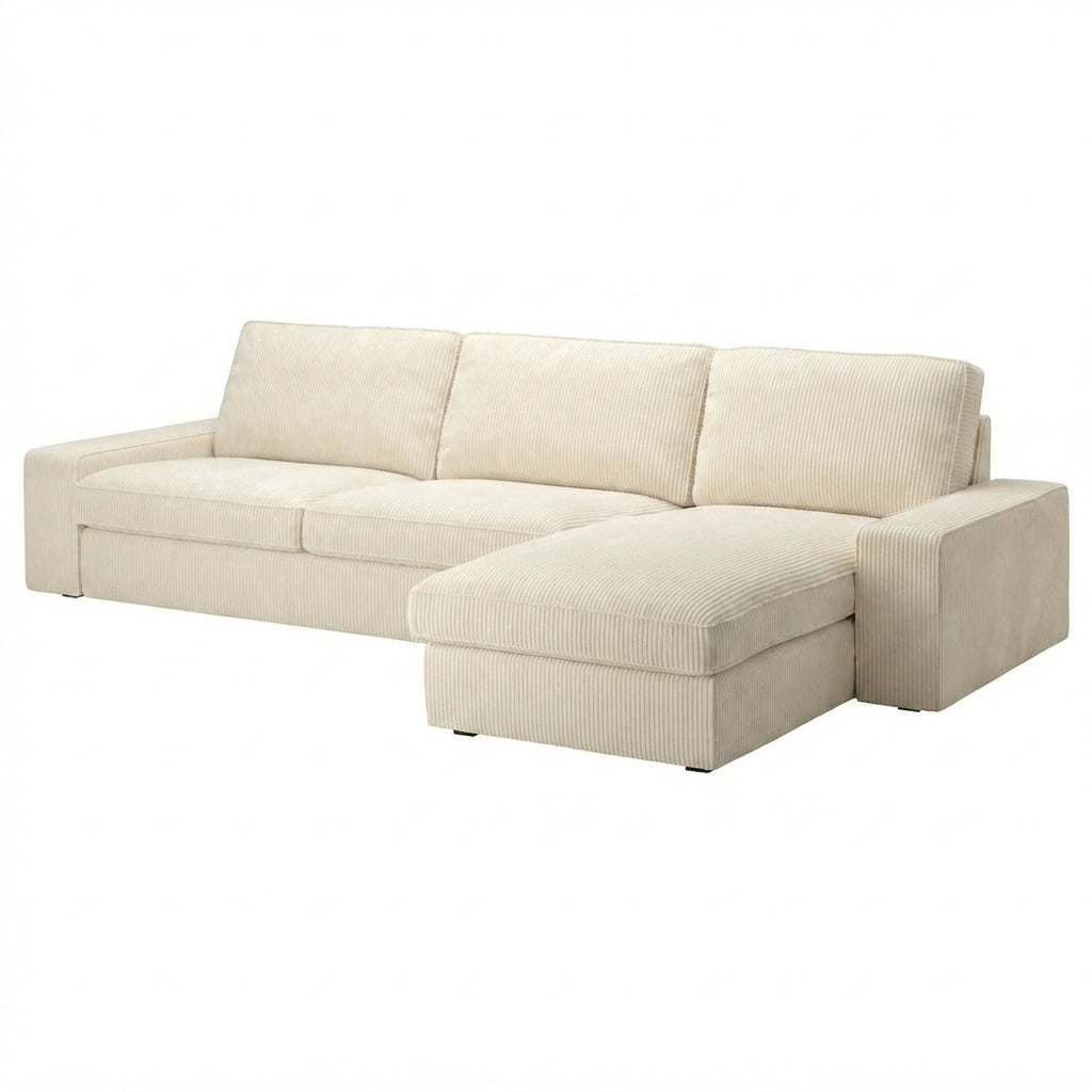 Kivik 3-zits met chaise longue hoes Corduroy Ivoor #2 — Norsemaison [nm-render]