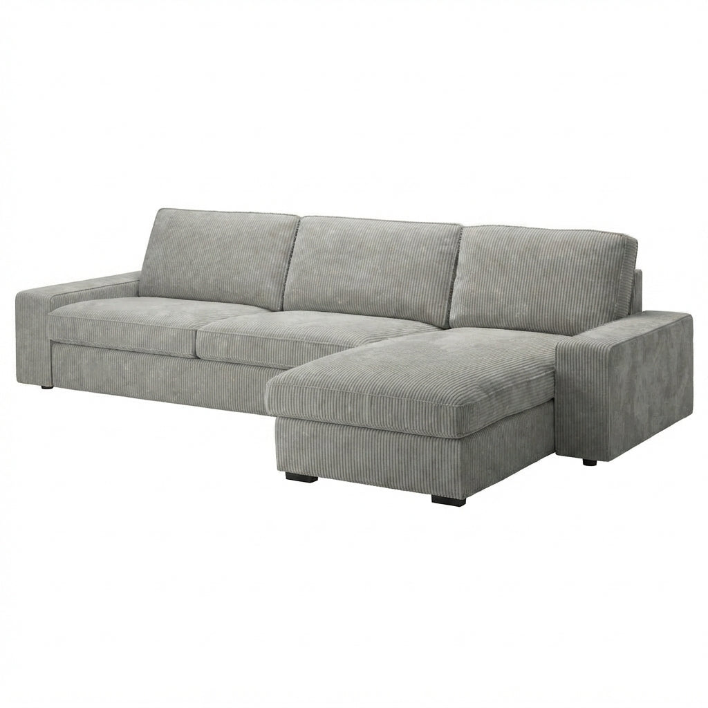 Kivik 3-zits met chaise longue hoes Corduroy Lichtgrijs #18 — Norsemaison [nm-render]