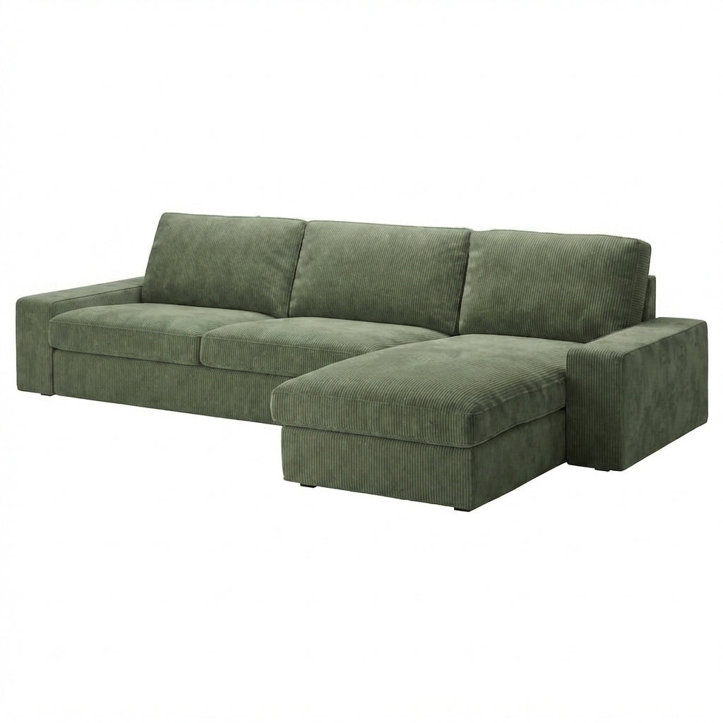 Kivik 3-zits met chaise longue hoes Corduroy Olijfgroen #12 — Norsemaison [nm-render]