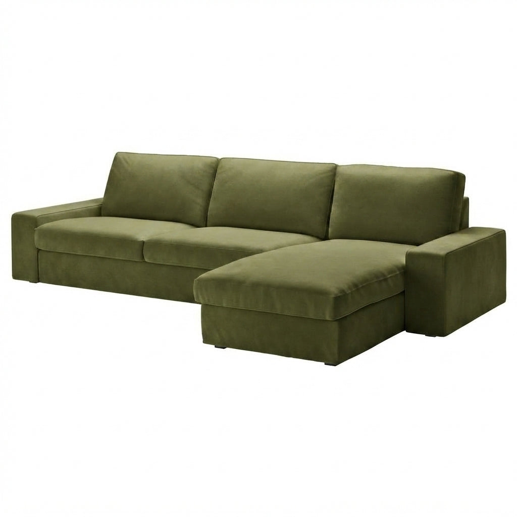 Kivik 3-zits met chaise longue hoes Olijf #23 — Norsemaison [nm-render]