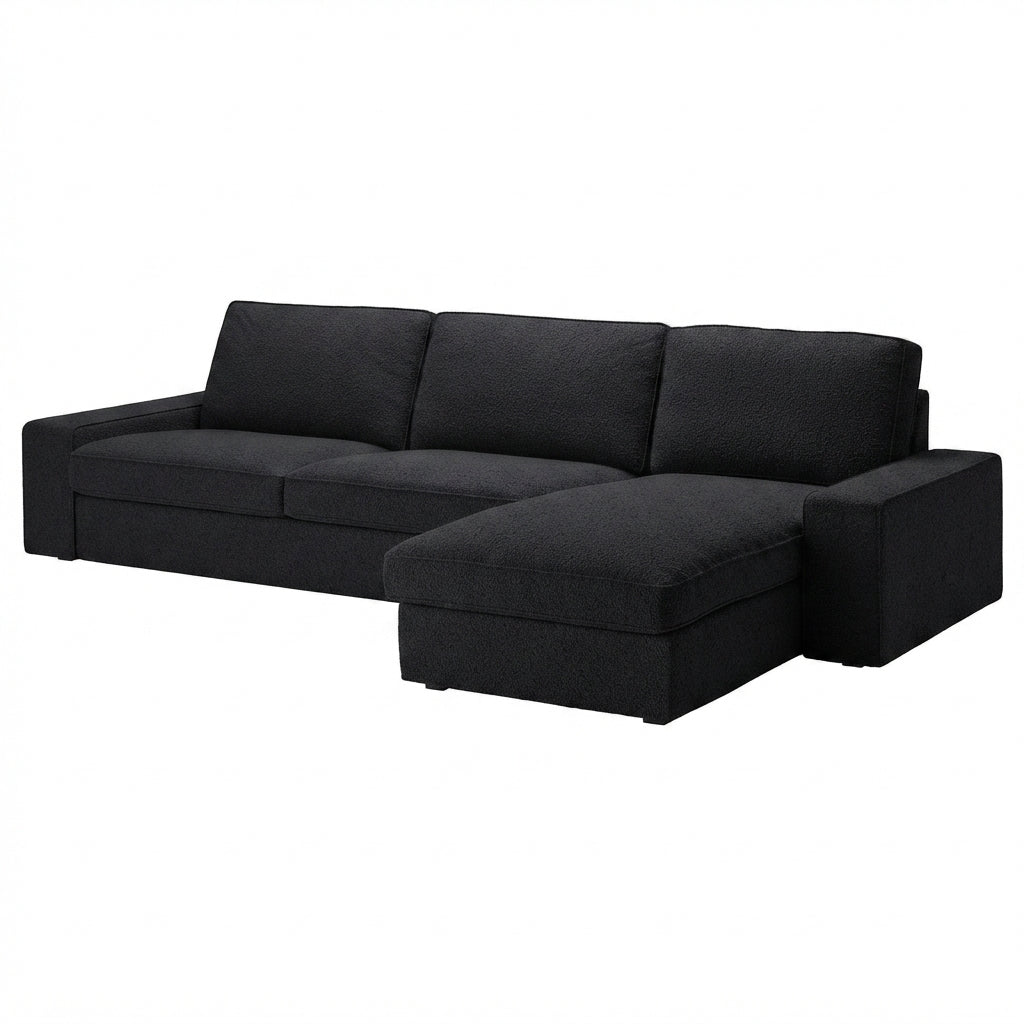 Kivik 3-zits met chaise longue hoes Royal Bouclé – Zwart #15 — Norsemaison [nm-render]
