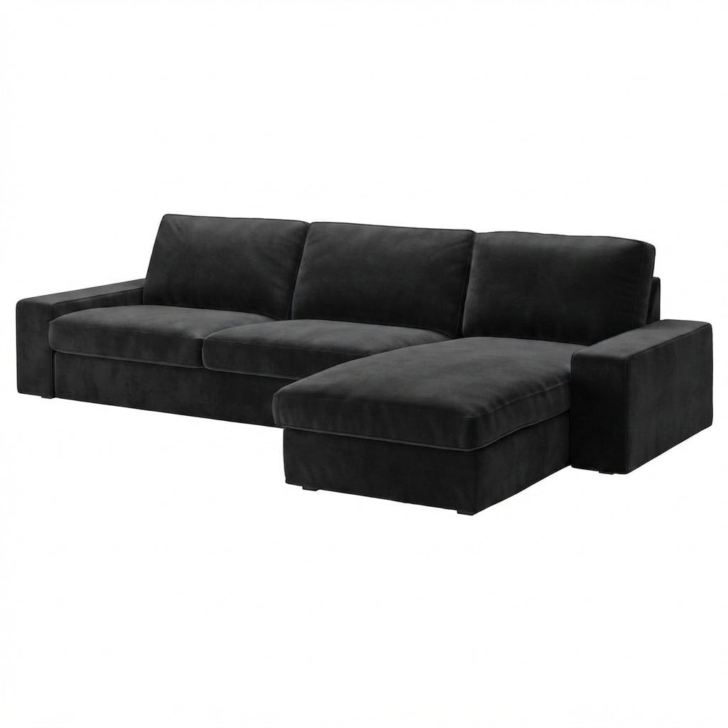 Kivik 3-zits met chaise longue hoes Zwart #67 — Norsemaison [nm-render]