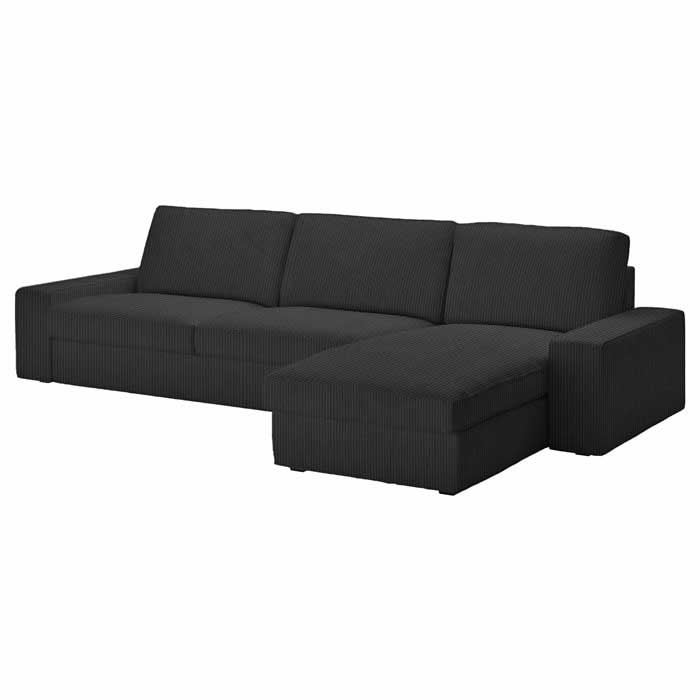 Kivik 2-zits met Chaise Longue Hoes - Corduroy Zwart Antraciet #21 kivik2_chaiselongue_MOCKUP_fluweel_Corduroy_Corduroy-Zwart-21 — Norsemaison