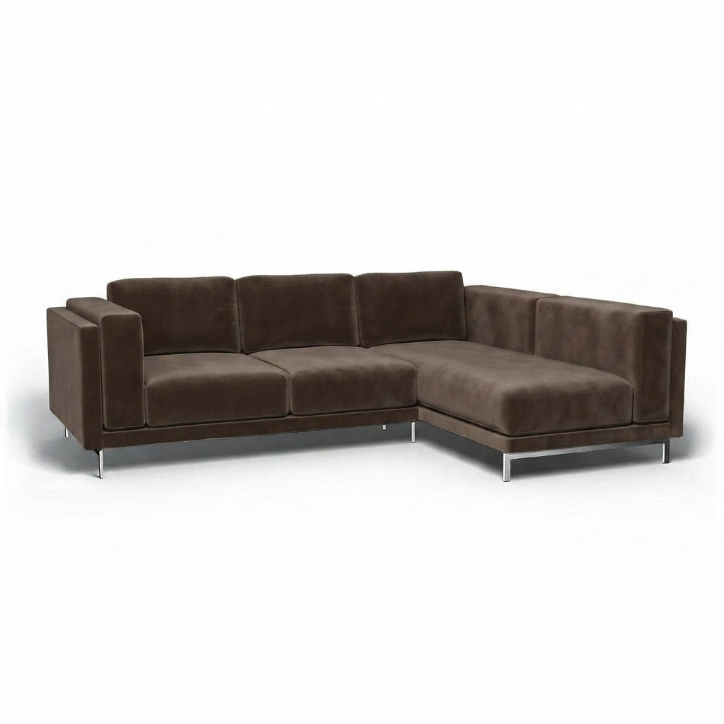 Nockeby 3-zits hoes met chaise rechts Fluweel 10 — Norsemaison [nm-render]
