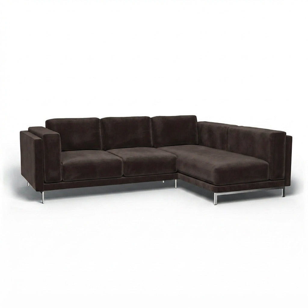 Nockeby 3-zits hoes met chaise rechts Fluweel 14 — Norsemaison [nm-render]