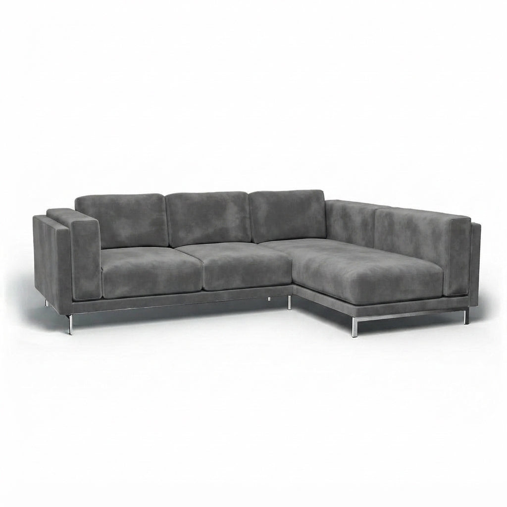 Nockeby 3-zits hoes met chaise rechts Fluweel 18 — Norsemaison [nm-render]