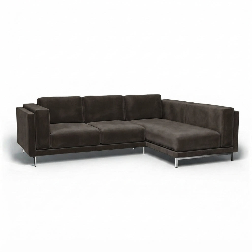 Nockeby 3-zits hoes met chaise rechts Fluweel 19 — Norsemaison [nm-render]