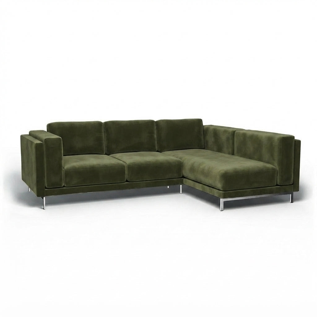Nockeby 3-zits hoes met chaise rechts Fluweel 23 — Norsemaison [nm-render]