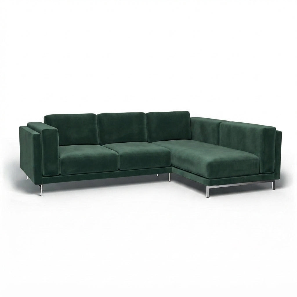 Nockeby 3-zits hoes met chaise rechts Fluweel 25 — Norsemaison [nm-render]