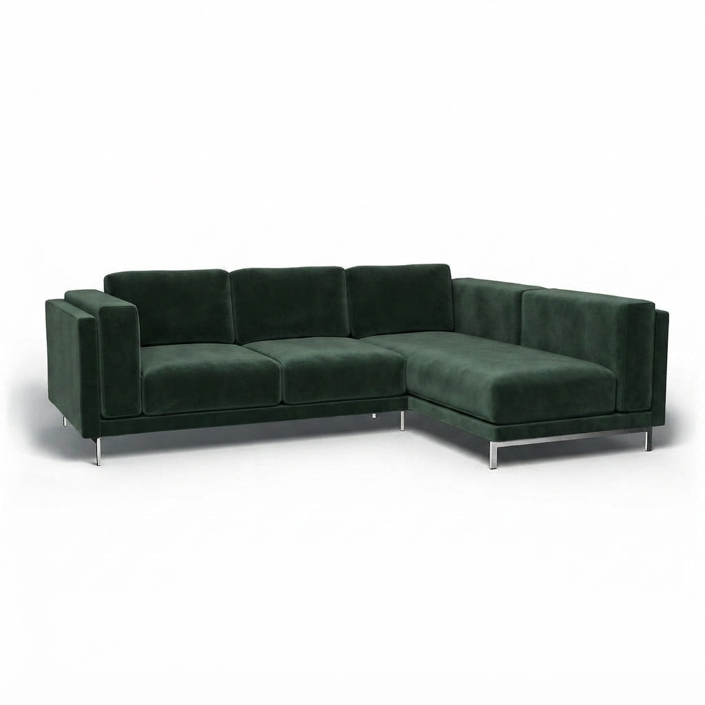 Nockeby 3-zits hoes met chaise rechts Fluweel 26 — Norsemaison [nm-render]