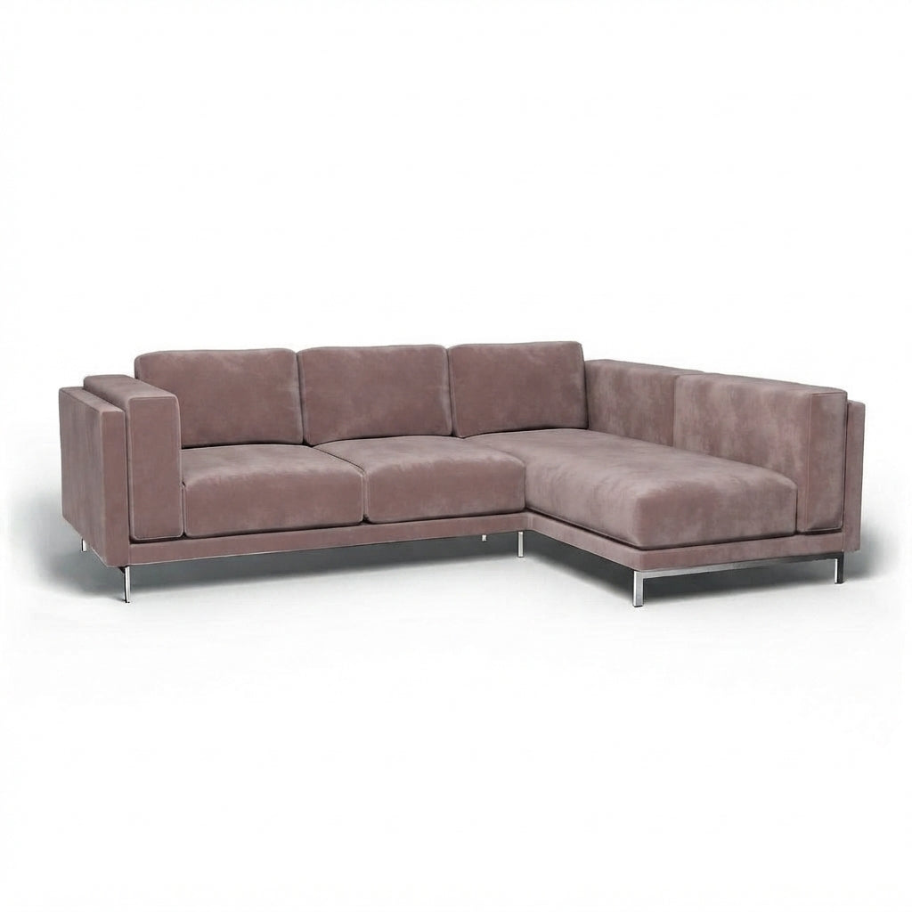 Nockeby 3-zits hoes met chaise rechts Fluweel 32 — Norsemaison [nm-render]