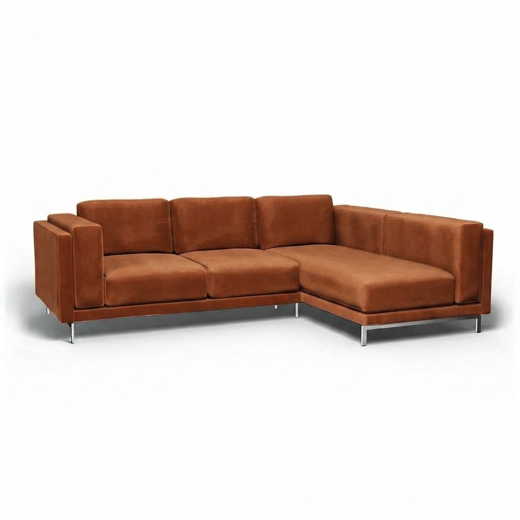 Nockeby 3-zits hoes met chaise rechts Fluweel 34 — Norsemaison [nm-render]