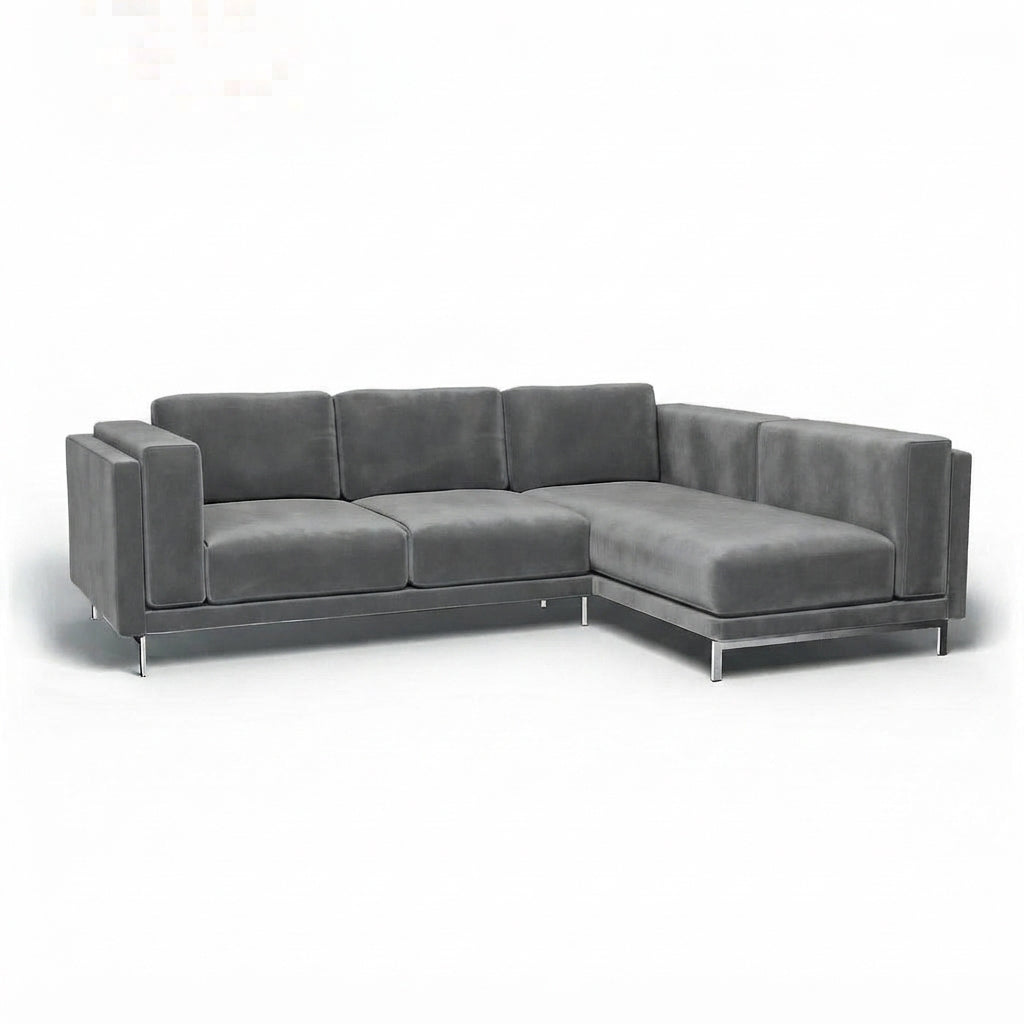 Nockeby 3-zits hoes met chaise rechts Fluweel 50 — Norsemaison [nm-render]