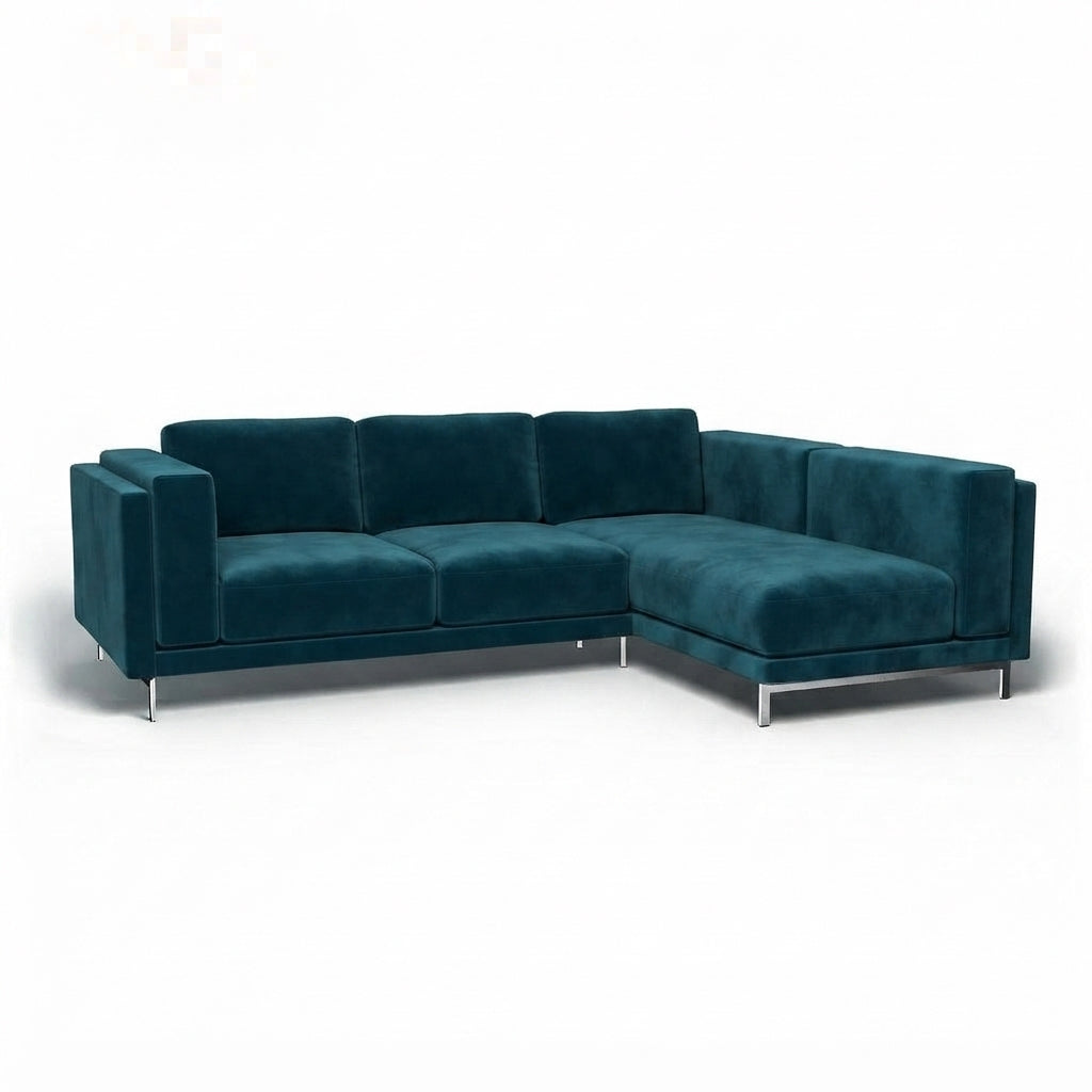 Nockeby 3-zits hoes met chaise rechts Fluweel 65 — Norsemaison [nm-render]
