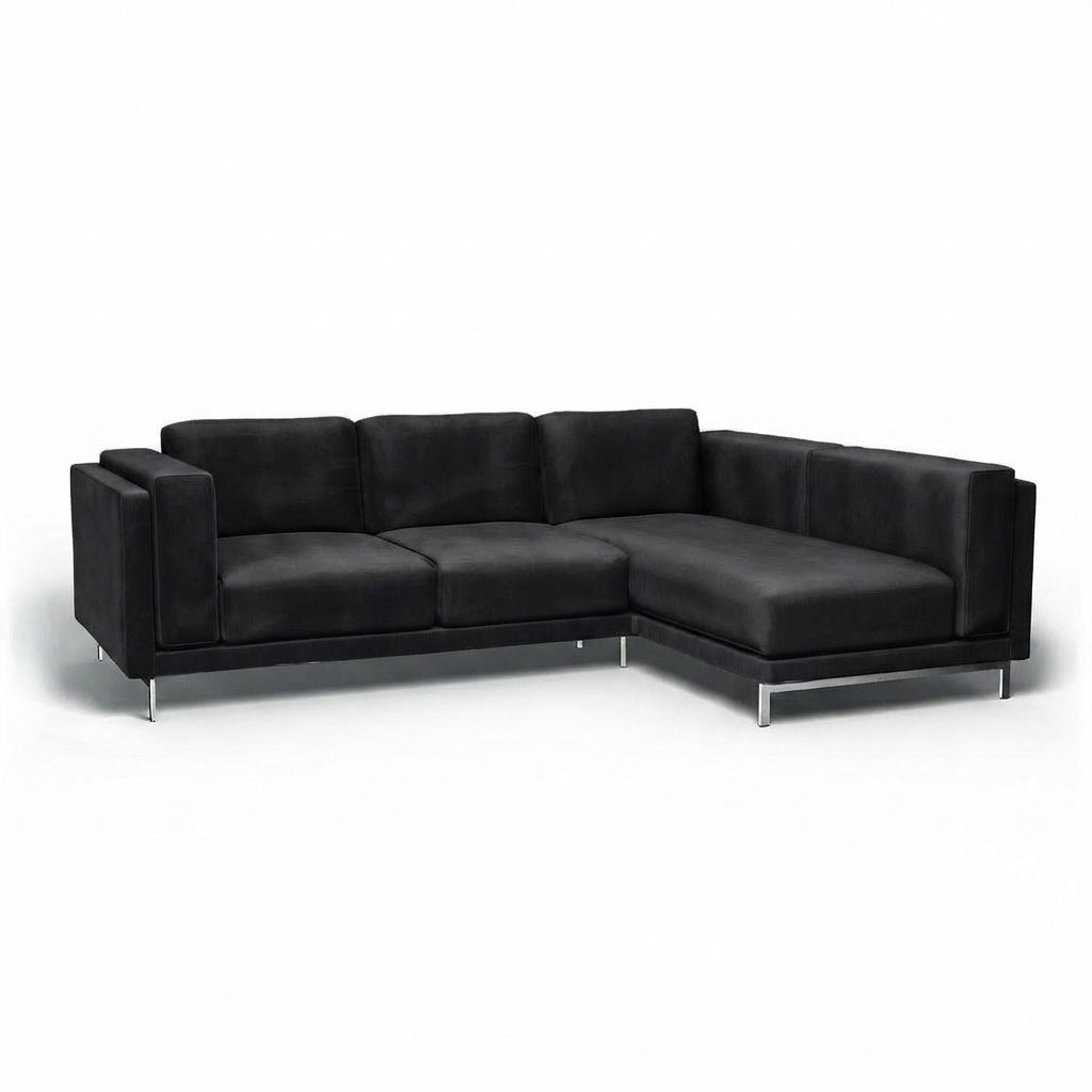 Nockeby 3-zits hoes met chaise rechts Fluweel 67 — Norsemaison [nm-render]