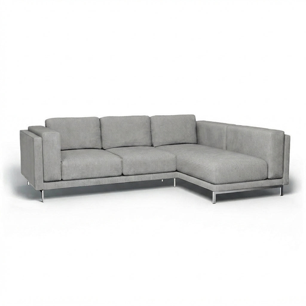 Nockeby 3-zits met chaise rechts Corduroy 18 — Norsemaison [nm-render]