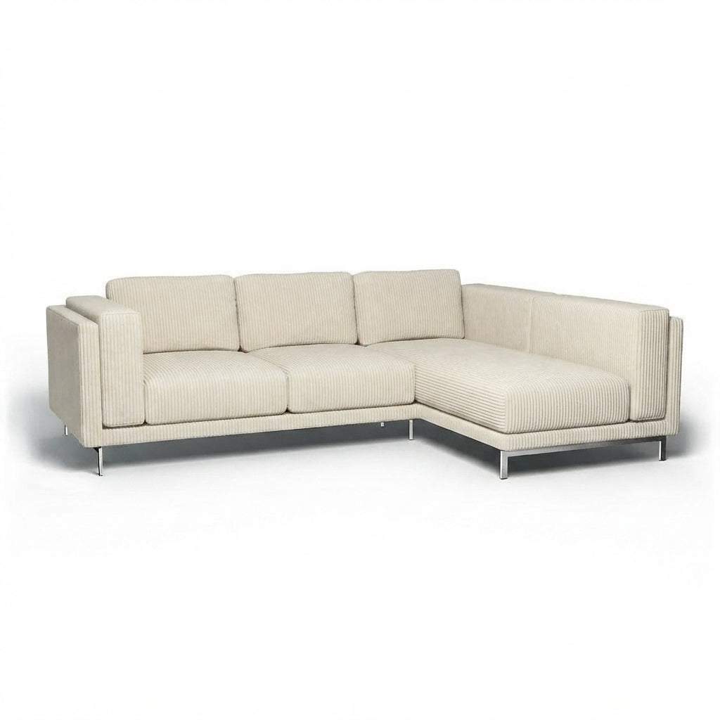 Nockeby 3-zits met chaise rechts Corduroy 2 — Norsemaison [nm-render]