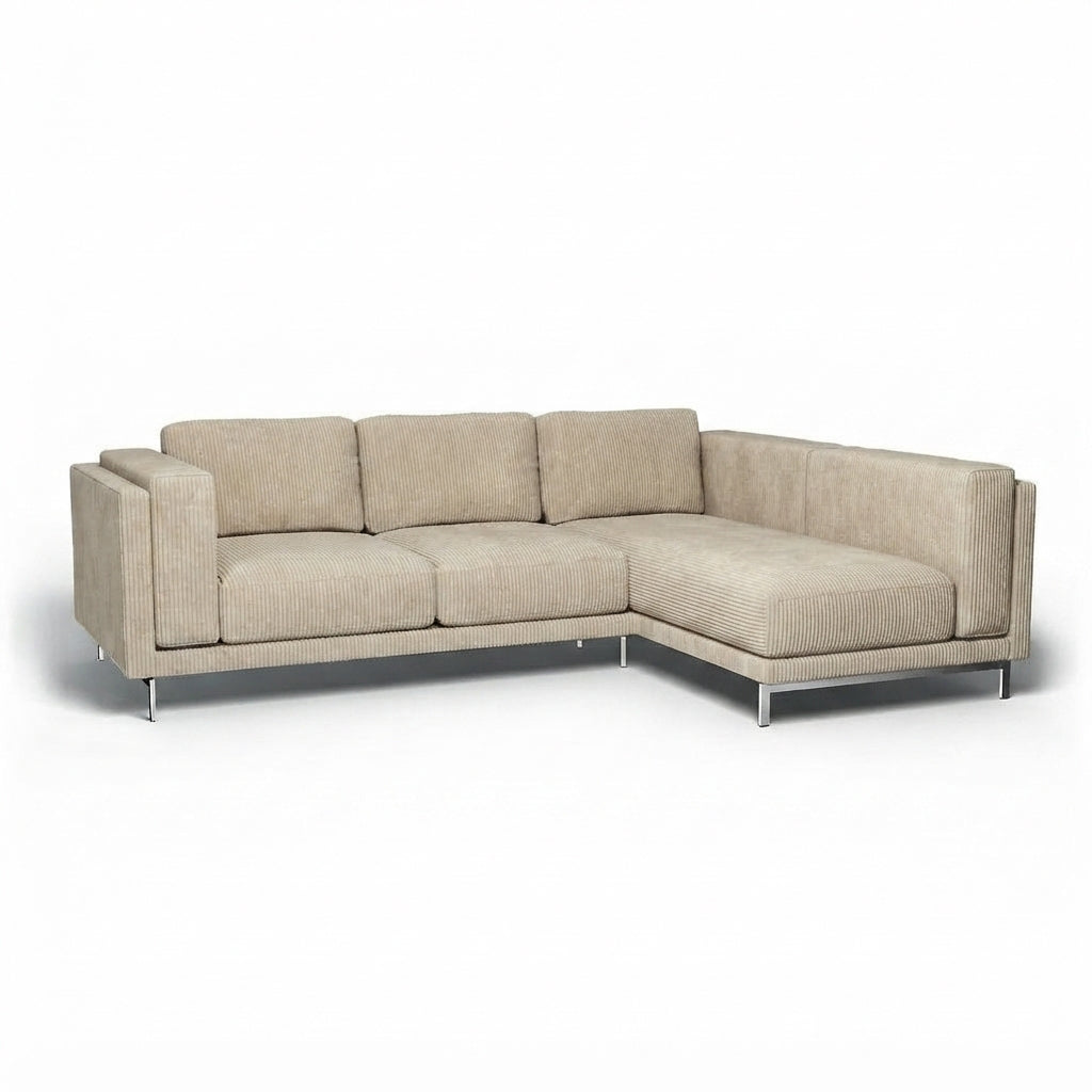Nockeby 3-zits met chaise rechts Corduroy 3 — Norsemaison [nm-render]