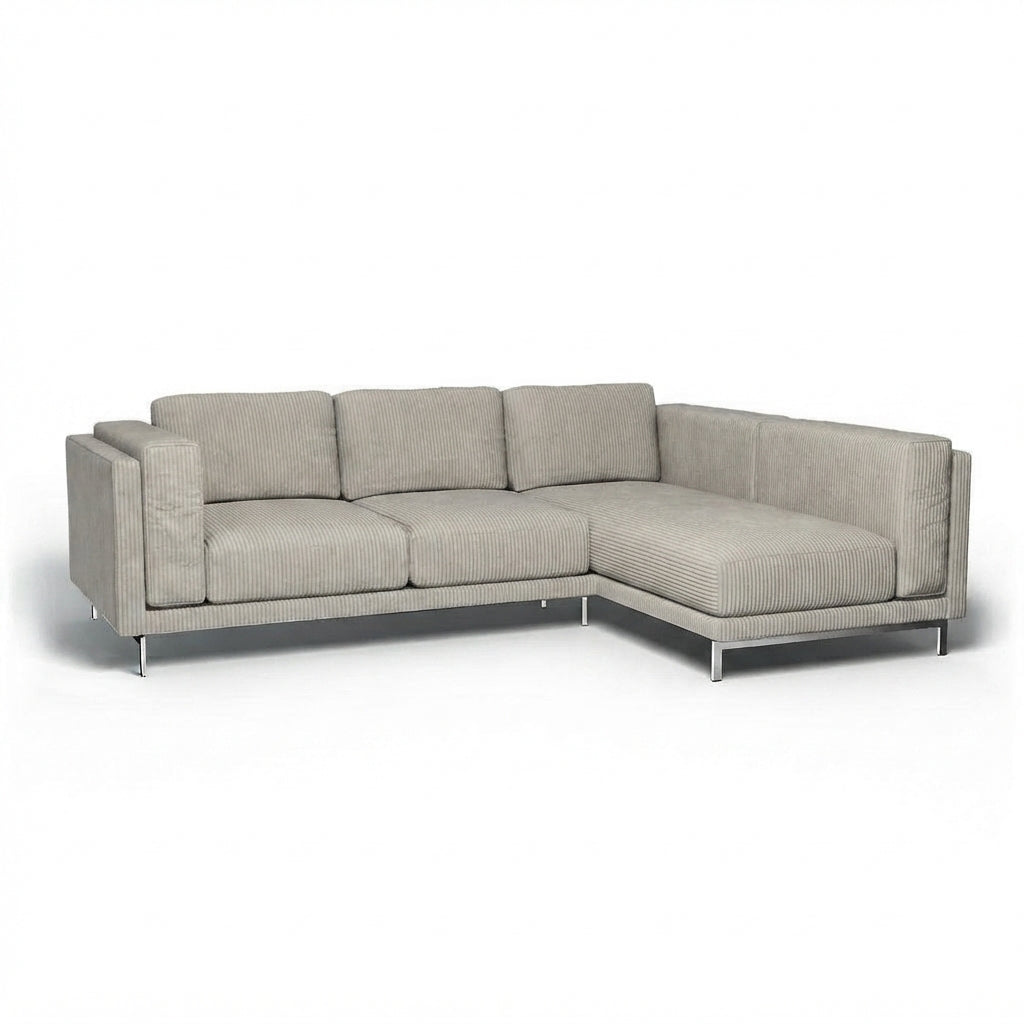 Nockeby 3-zits met chaise rechts Corduroy 4 — Norsemaison [nm-render]