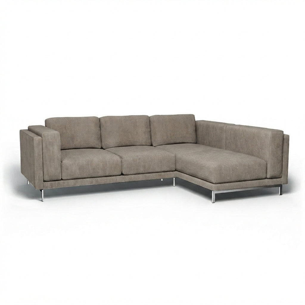 Nockeby 3-zits met chaise rechts Corduroy 5 — Norsemaison [nm-render]