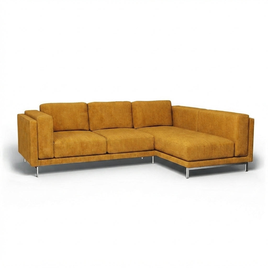 Nockeby 3-zits met chaise rechts Corduroy 8 — Norsemaison [nm-render]