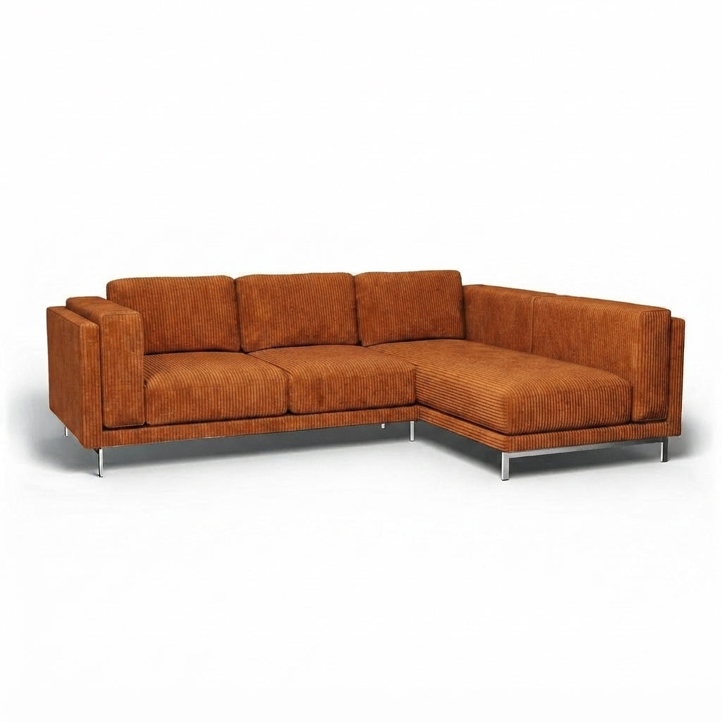 Nockeby 3-zits met chaise rechts Corduroy 9 — Norsemaison [nm-render]